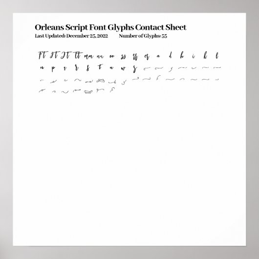 Orleans Script Schriftart Glyphs - Kontaktformular Poster (Vorne)