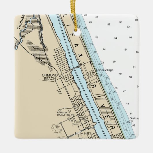 Ormond Beach Florida Chart Keramikornament (Vorderseite)