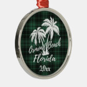 Ormond Beach Florida Palm Tree Green Kariert Ornament Aus Metall (Rechts)