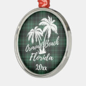 Ormond Beach Florida Palm Tree Green Kariert Ornament Aus Metall (Links)