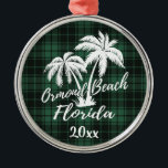 Ormond Beach Florida Palm Tree Green Kariert Ornament Aus Metall<br><div class="desc">Ormond Beach Florida Palm Tree Kariertes Ornament</div>