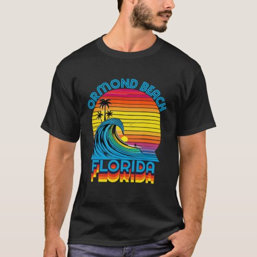 Ormond Beach Florida Retro Throwback Surf & Beach  T-Shirt (Vorderseite)