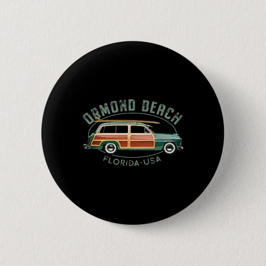 Ormond Beach Florida Vintage-Surfen Button (Vorderseite)