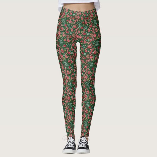 Ornament 6-7 Meme Weihnachtsdoodles Leggings (Vorderseite)