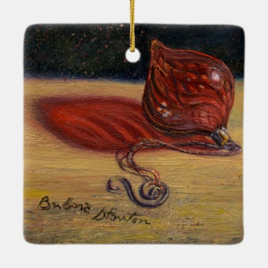 Ornament aus Rotglas (Rückseite)