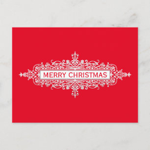 Ornament Banner weiß + Ihr Text & Ideen Feiertagspostkarte