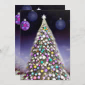 Ornament bedeckter Weihnachtsbaum Feiertagskarte (Vorne/Hinten)