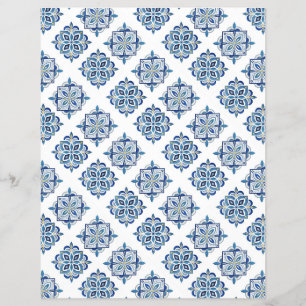 Ornament blau auf weiß gestickt flyer