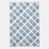 Ornament blau auf weiß gestickt geschirrtuch (Vertikal)