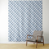 Ornament blau auf weiß gestickt wandteppich (Beispiel)
