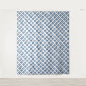Ornament blau auf weiß gestickt wandteppich (Vorderseite)