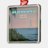 Ornament: Blue Catamaran Sunset (Premium Square) Silbernes Ornament (Links)