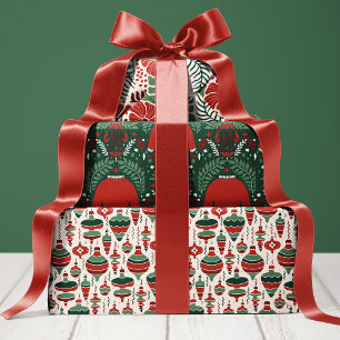 Ornament Blumen und Strickmuster Weihnachten Geschenkpapier Set