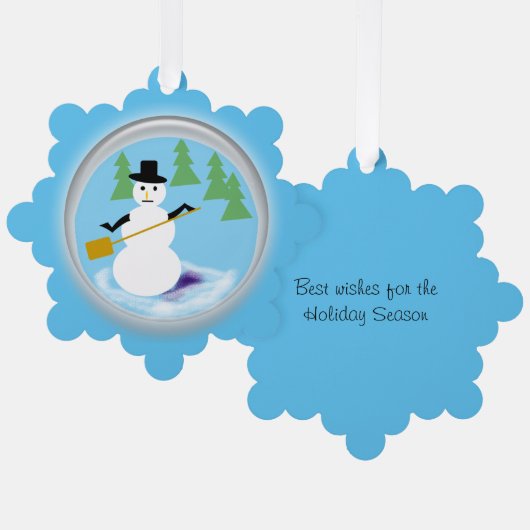 Ornament Card - Working Snowman Karte (Vorderseite/Rückseite)
