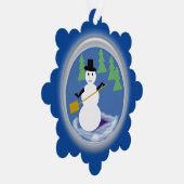 Ornament Card - Working Snowman on Dark Blue (Rechts)