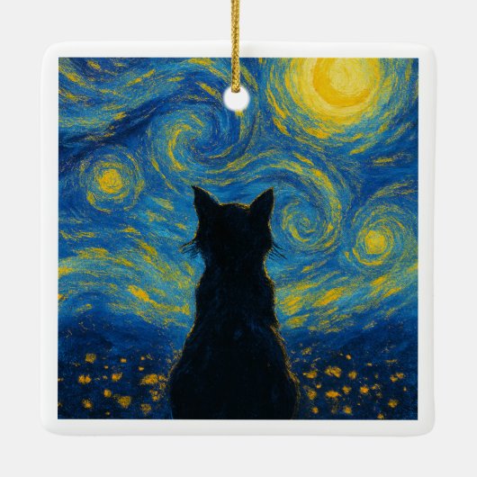 Ornament Cat Starry Night Van Gogh  (Rückseite)