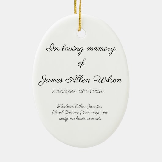 Ornament der Personalisierten Gedenkstätte Keramik (Hinten)