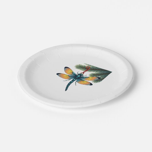 Ornament-Dragonfly Pappteller (Schrägansicht)