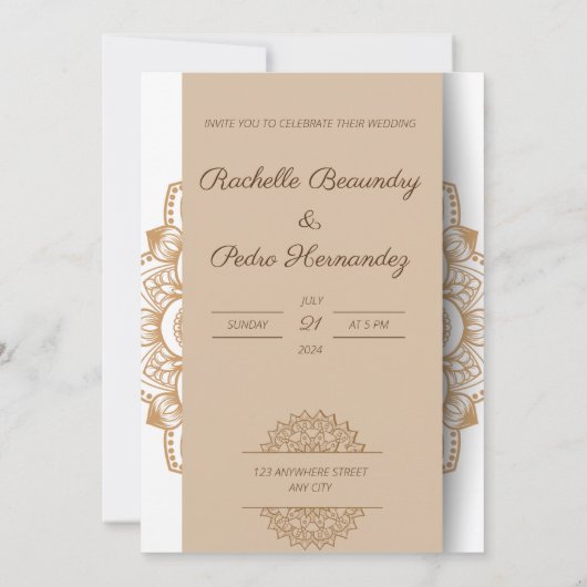 Ornament elegante Hochzeitseinladung Einladung (Rückseite)