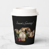 Ornament, Evergreen and Gold Ribbon Paper cup Pappbecher (Rückseite)