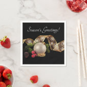 Ornament, Evergreen und Gold Band Serviette (Beispiel)