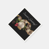 Ornament, Evergreen und Gold Band Serviette (Ecke)