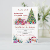Ornament Exchange Party Einladung Card. Feiertage (Stehend Vorderseite)