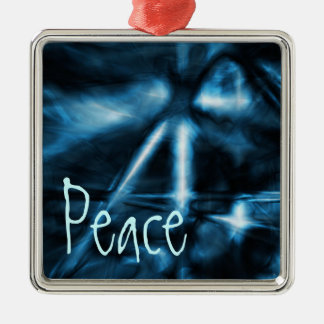 Ornament, Frieden, Electric Blue Ornament Aus Metall