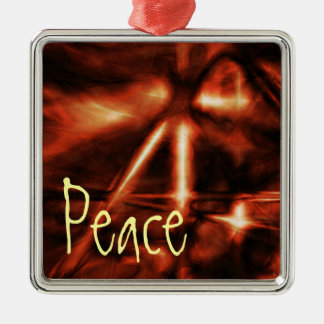 Ornament, Frieden, Electric Orange Red Silbernes Ornament