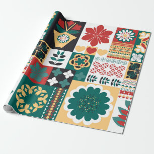 Ornament, geometrische Anordnung der Elemente, das Geschenkpapier