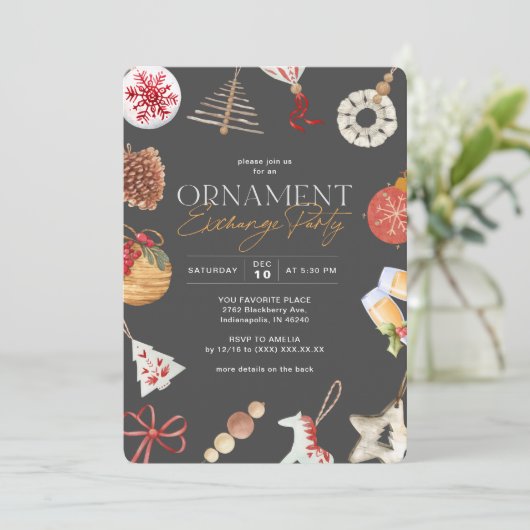 Ornament-Geschenkbörse Einladung (Stehend Vorderseite)