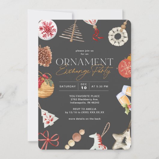 Ornament-Geschenkbörse Einladung (Vorderseite)