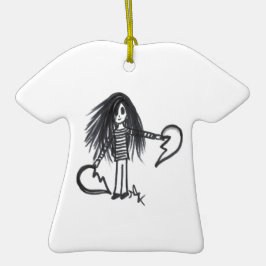 Ornament Girl, Black & White Broken Halbherz