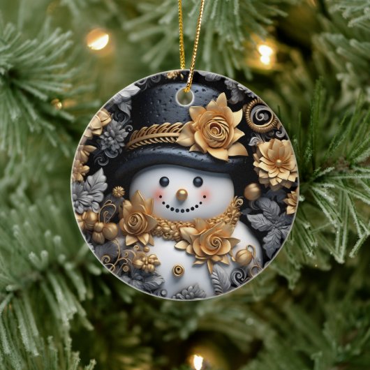 Ornament Golden Snowman mit Rose (Baum)