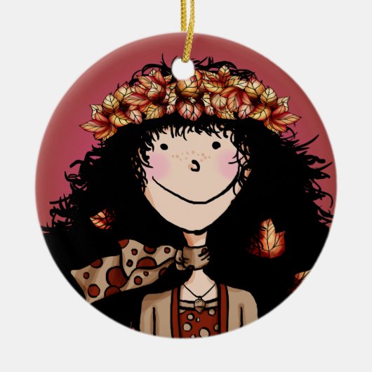 Ornament, Herbstmädchen Keramikornament (Vorne)