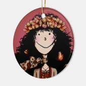 Ornament, Herbstmädchen Keramikornament (Links)