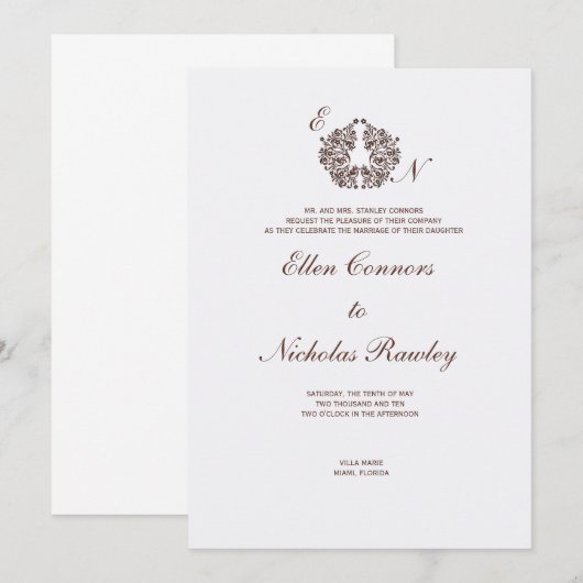 Ornament Hochzeit Einladung (Vorne/Hinten)