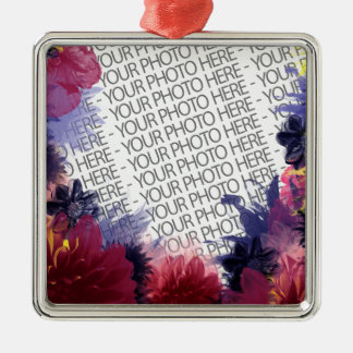 Ornament, Ihr Foto hier, dunkelfarbene Blume Ornament Aus Metall