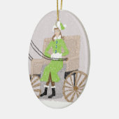 Ornament, Lady in einer Buggy im Schnee Keramikornament (Links)