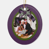 Ornament Lila Green Holly Bow Weihnachtsfest Foto (Links)