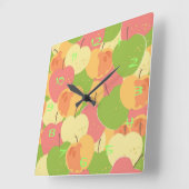 Ornament mit Äpfeln Quadratische Wanduhr (Winkel)