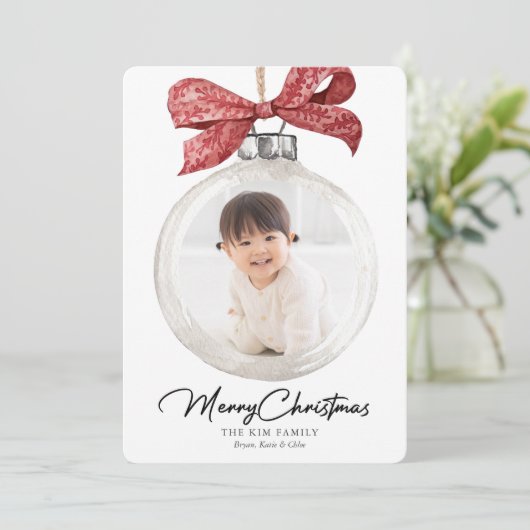 Ornament mit Bow Foto Weihnachten (Stehend Vorderseite)