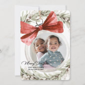 Ornament mit Bow Wreath Foto Weihnachten (Vorderseite)