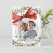 Ornament mit Bow Wreath Foto Weihnachten (Stehend Vorderseite)