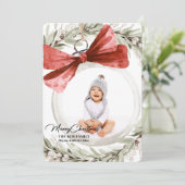Ornament mit Bow Wreath Foto Weihnachten (Stehend Vorderseite)