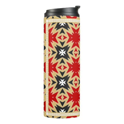 Ornament mit geometrischem Farbmuster, Silk Ne Thermosbecher (Nach links gedreht)