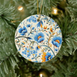 Ornament mit kompliziertem blauem und orangefarben