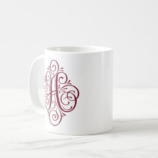 Ornament Monogram Swash Personalisiert Kaffeetasse (Vorderseite Links)