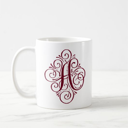 Ornament Monogram Swash Personalisiert Kaffeetasse (Links)