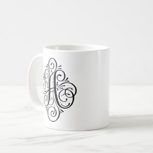 Ornament Monogram Swash Personalisiert Kaffeetasse (Vorderseite Links)